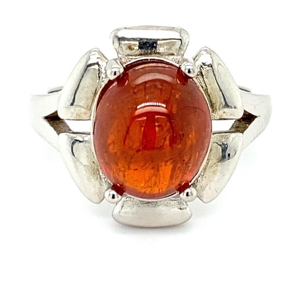 Spessartine 10.75ct Platinum Solid Silver Ring